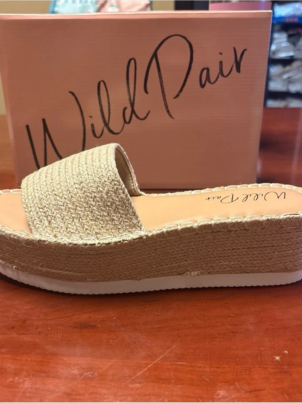 Wild Pair Natural Beige Espadrille Slide Sandals